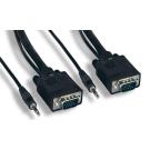 25FT SVGA Cable Monitor UL2919 HD15 with Audio 3.5 Male to Male