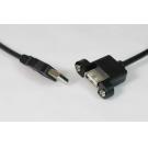 USB 2.0 Panel Mount Cable Single Port Bulkhead Cable Male-Female 6FT